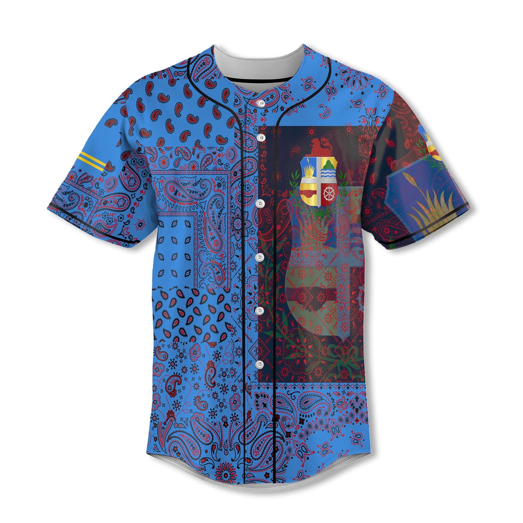 Aruba Baseball Jersey Paisley Flag And Skull Style 2