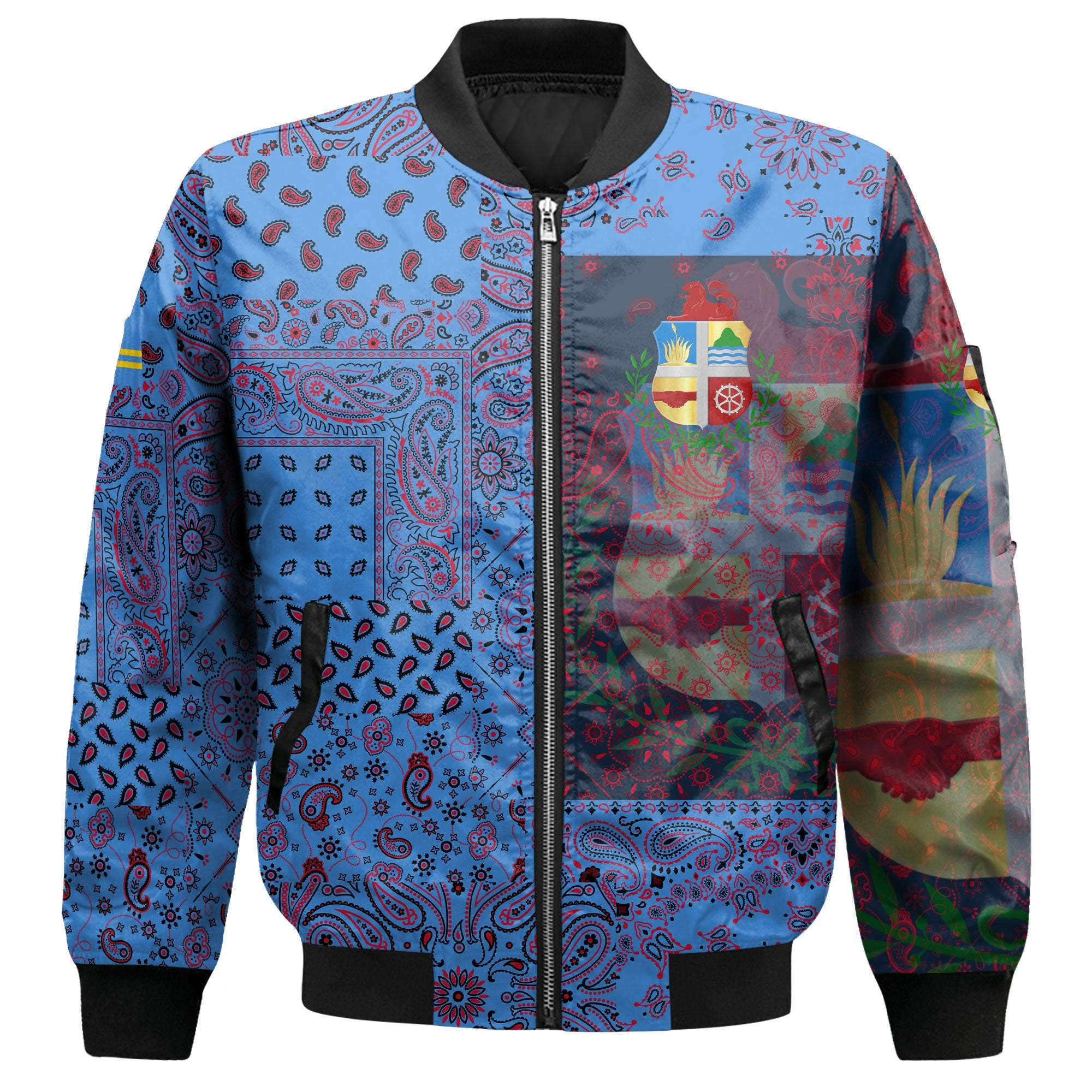 Aruba Bomber Jacket Paisley Flag And Skull Style 2