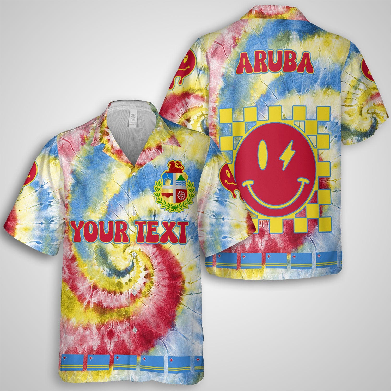 Aruba Hawaiian Shirt Custom Tie Dye Style 1