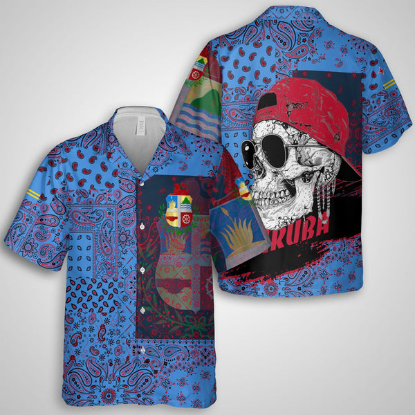 Aruba Hawaiian Shirt Paisley Flag And Skull Style 1