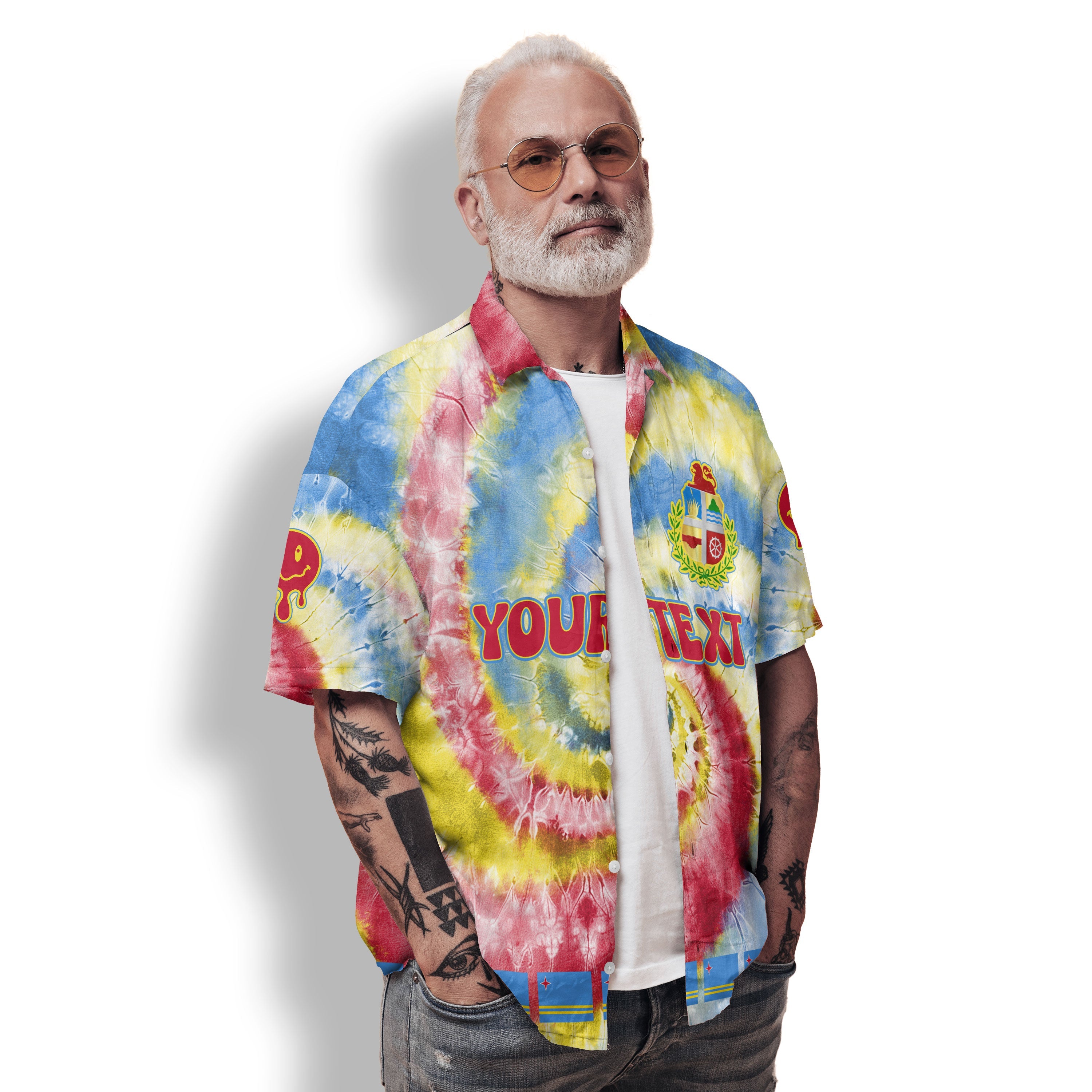 Aruba Hawaiian Shirt Custom Tie Dye Style 2