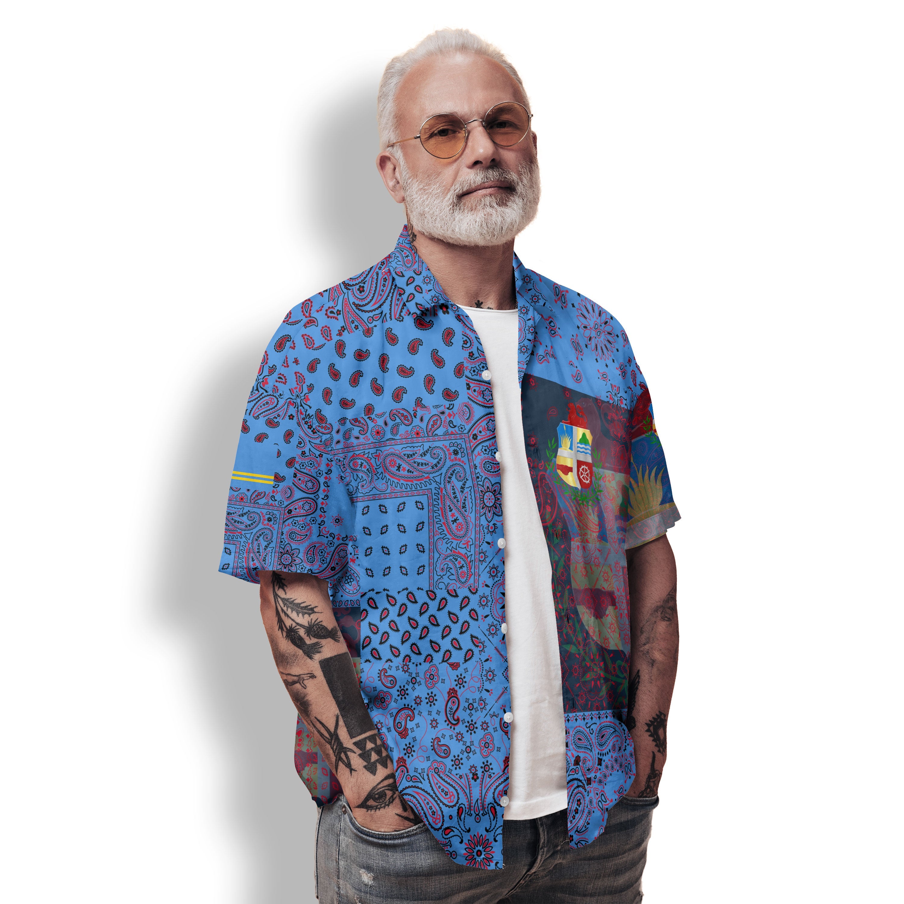 Aruba Hawaiian Shirt Paisley Flag And Skull Style 2