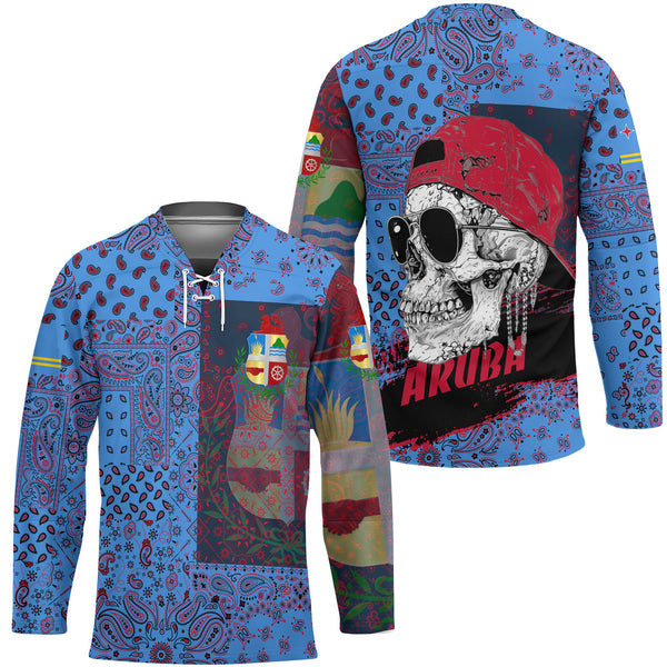 Aruba Hockey Jersey Paisley Flag And Skull Style 1