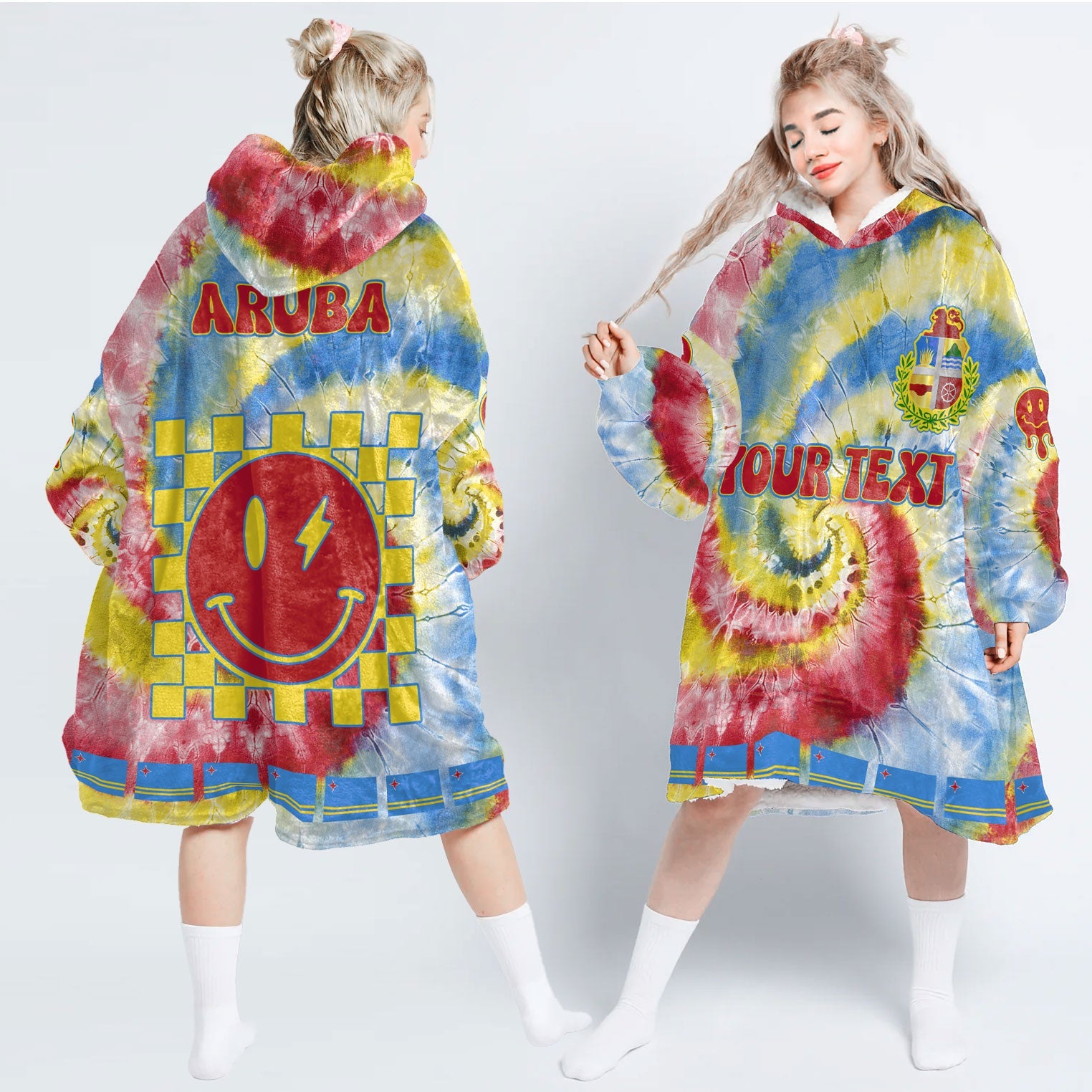 Aruba Hoodie Blanket Custom Tie Dye Style 1