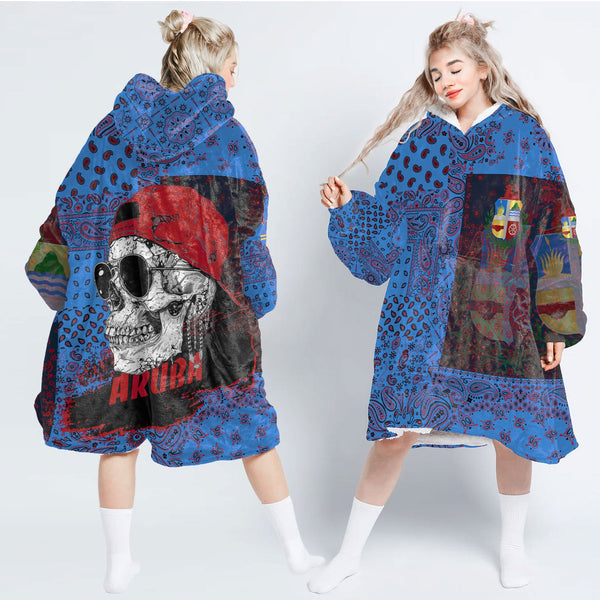 Aruba Hoodie Blanket Paisley Flag And Skull Style 1