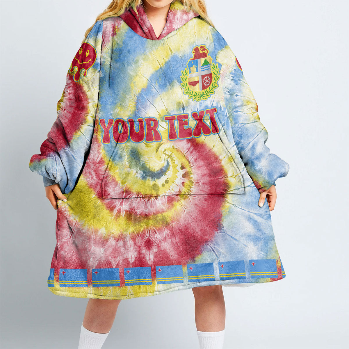 Aruba Hoodie Blanket Custom Tie Dye Style 2