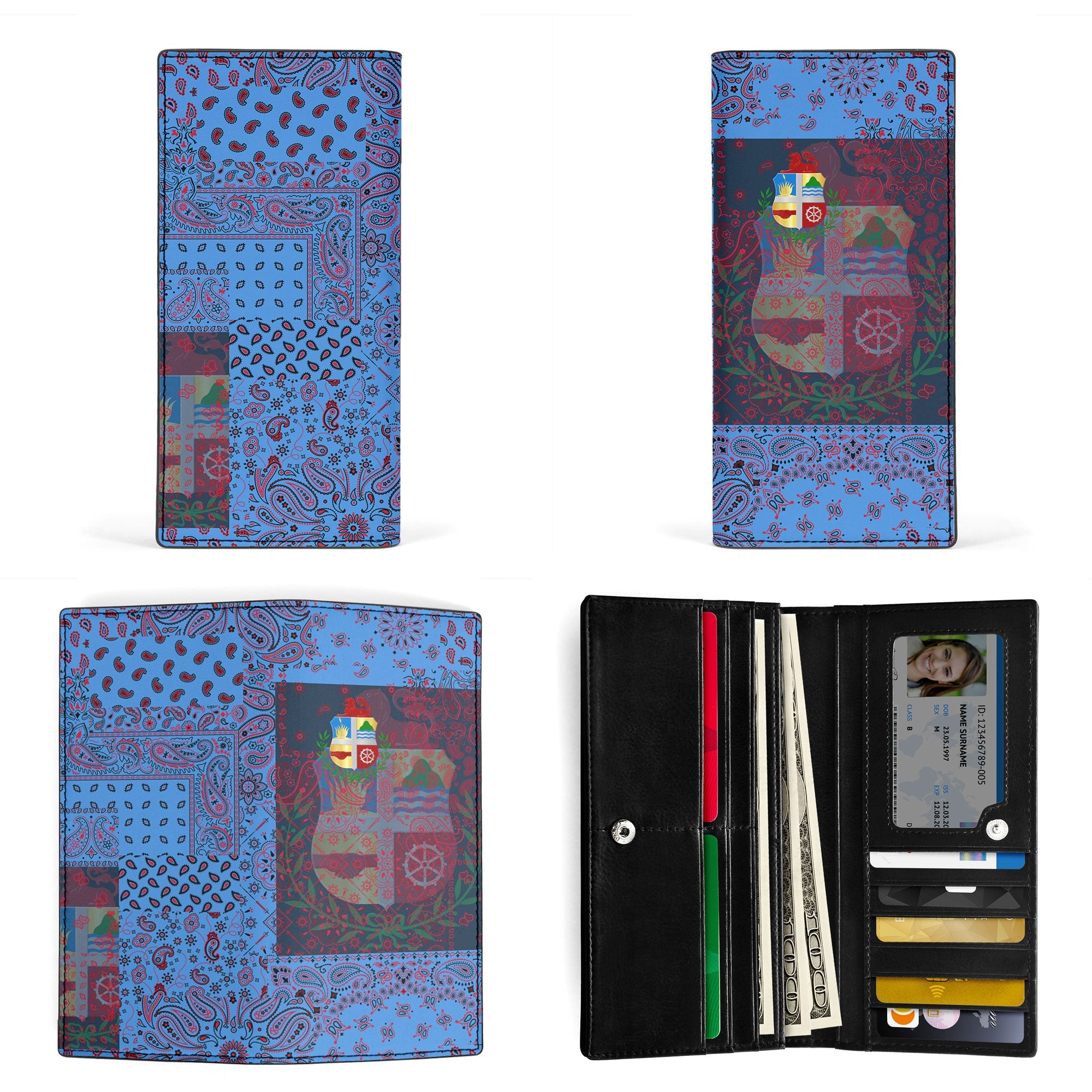 Aruba Leather Wallet Paisley Flag And Skull Style 3