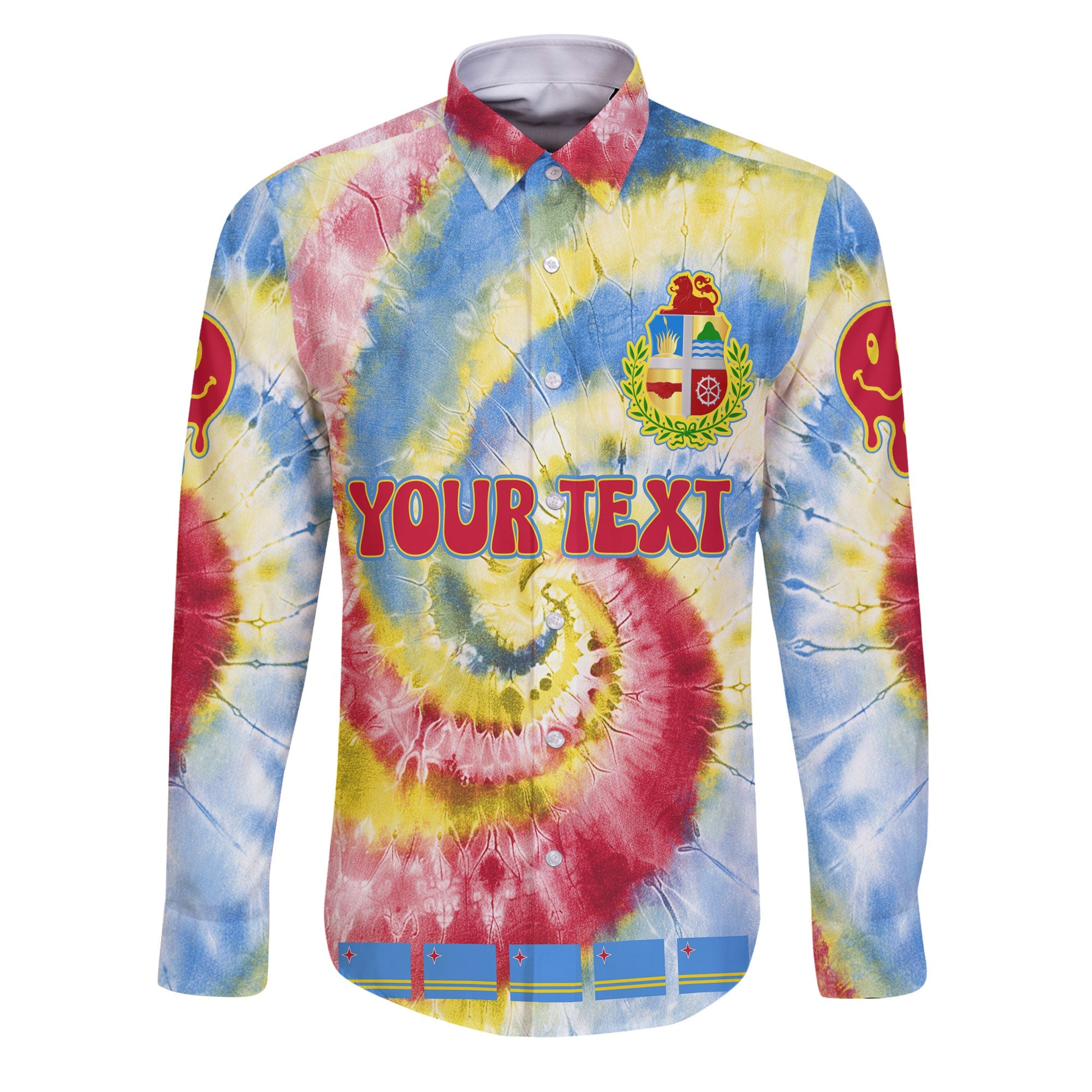 Aruba Long Sleeve Button Shirt Custom Tie Dye Style 1