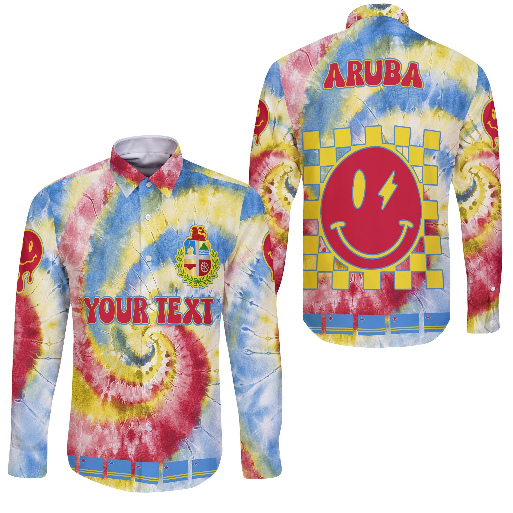 Aruba Long Sleeve Button Shirt Custom Tie Dye Style 3