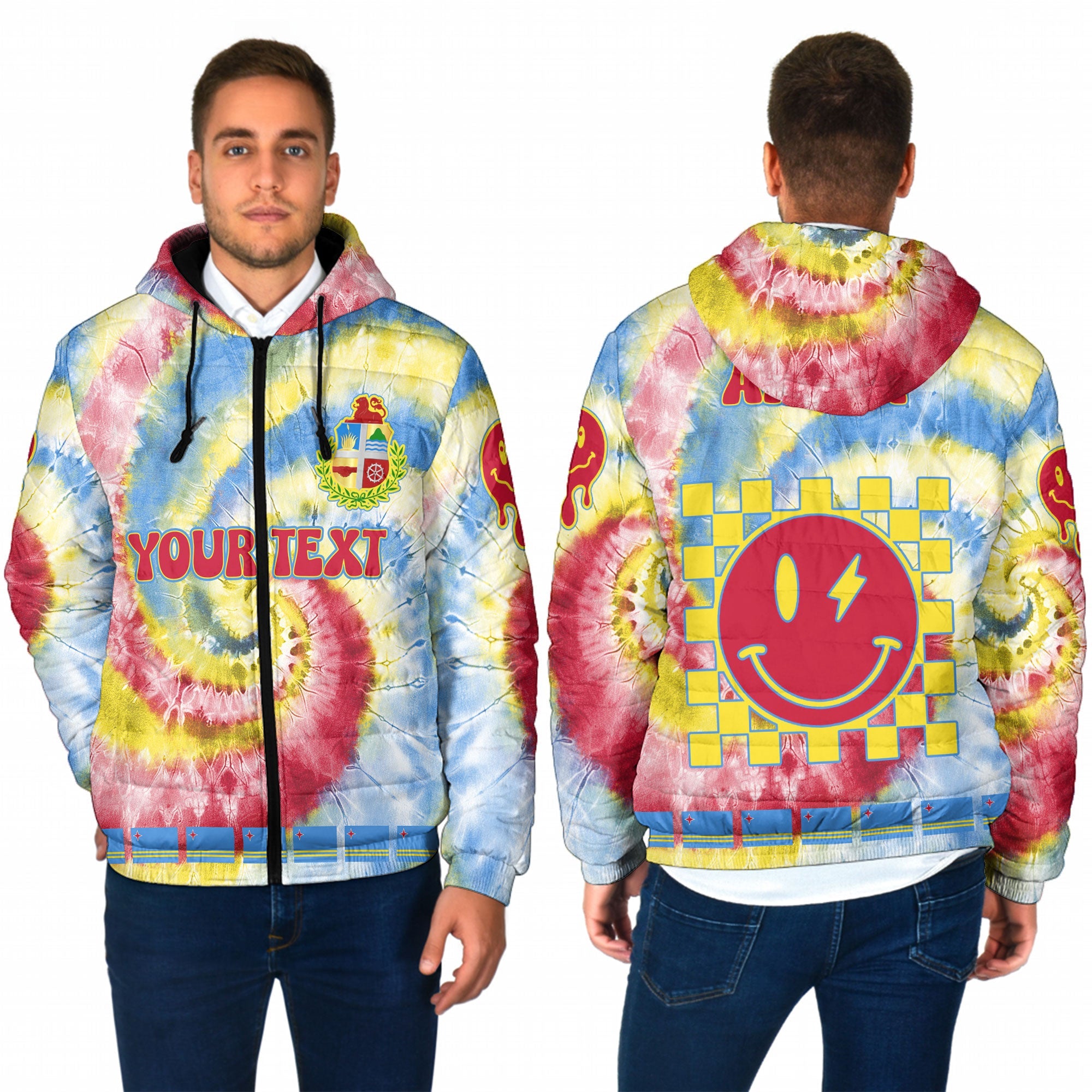 Aruba Men Hooded Padded Jacket Custom Tie Dye Style 1