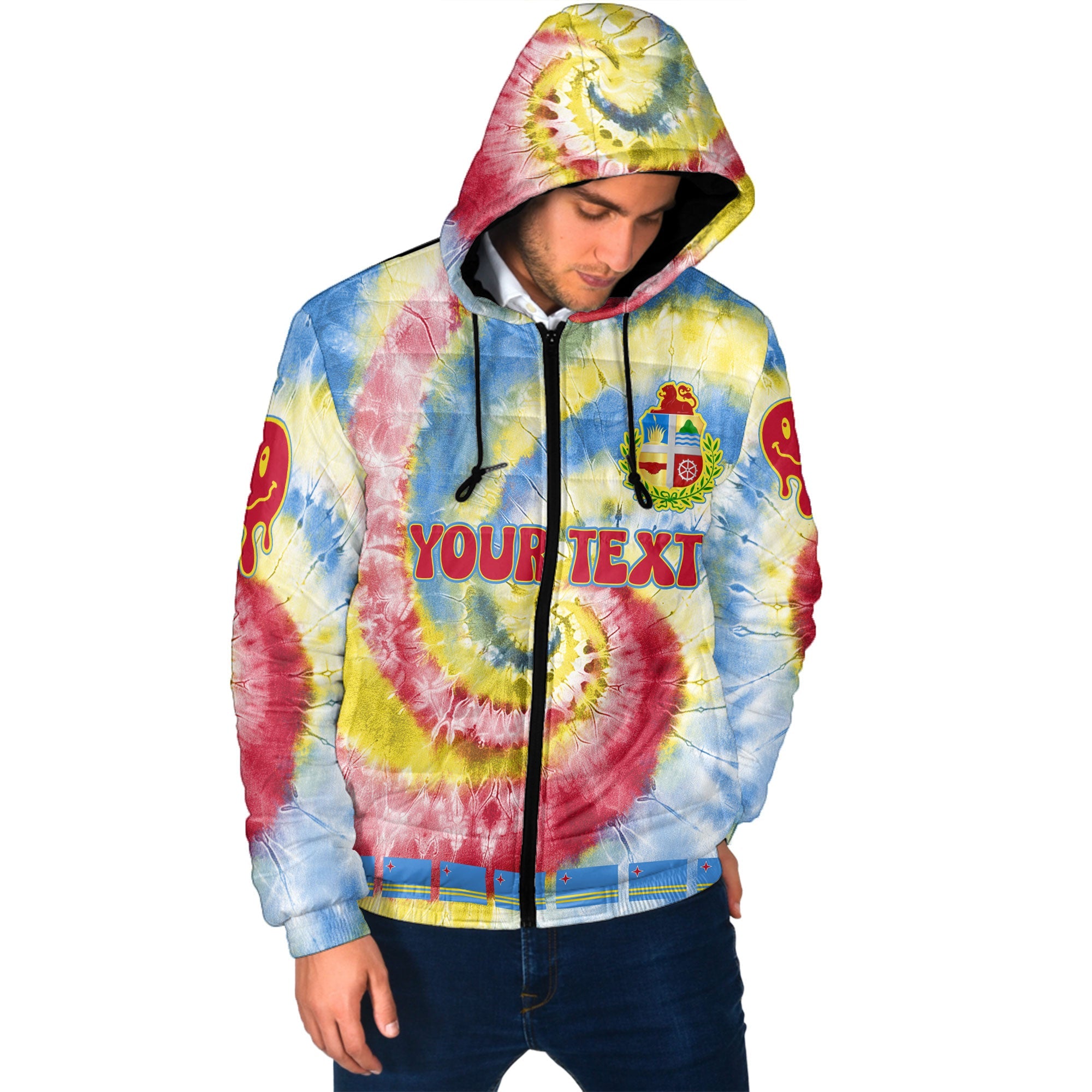 Aruba Men Hooded Padded Jacket Custom Tie Dye Style 2