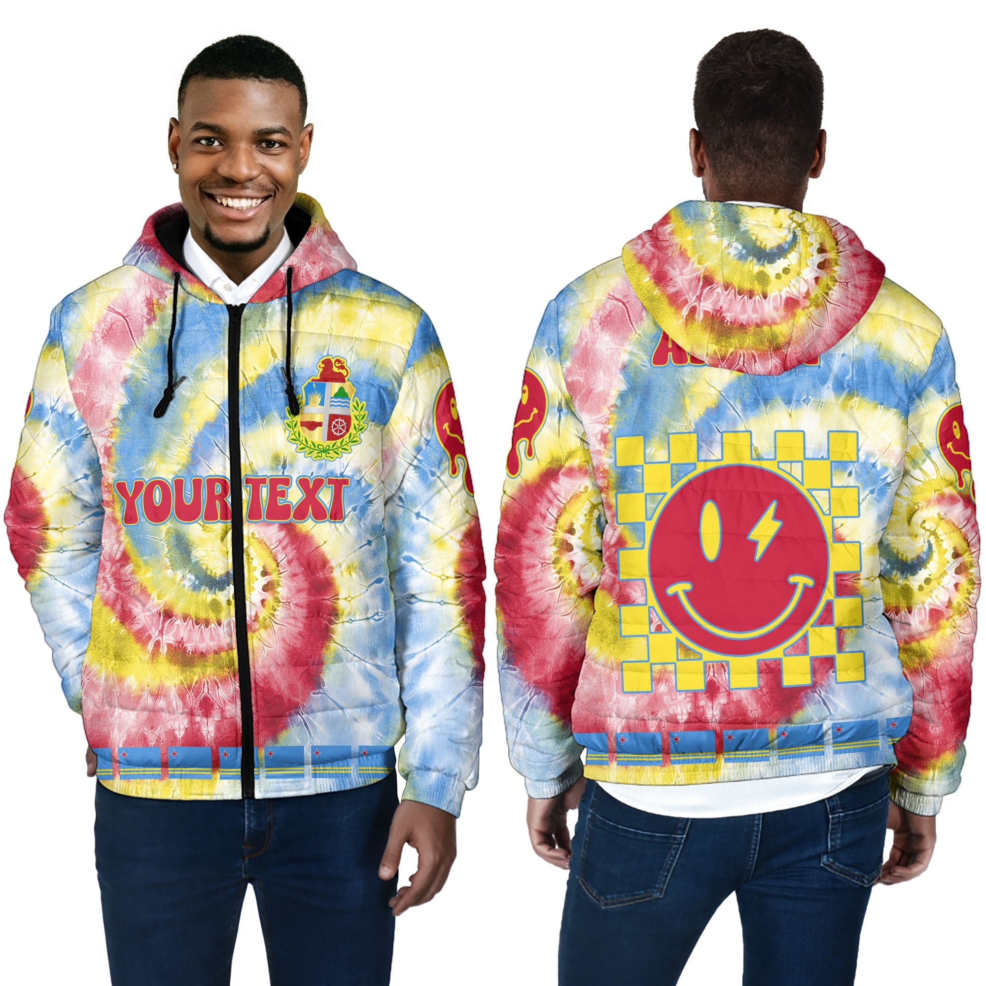 Aruba Men Hooded Padded Jacket Custom Tie Dye Style 4