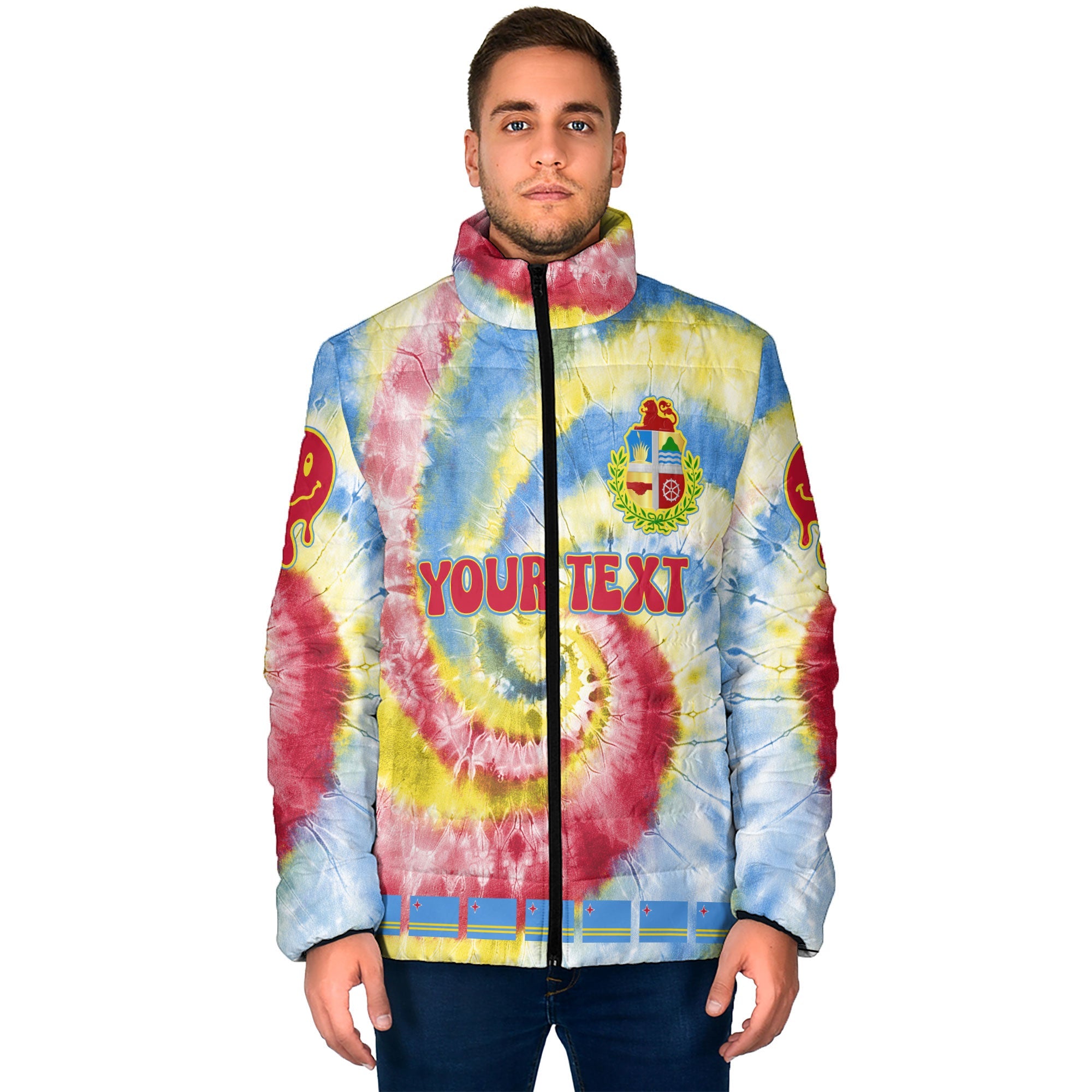 Aruba Men Padded Jacket Custom Tie Dye Style 1