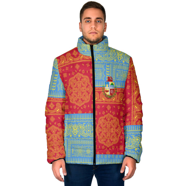 Aruba Men Padded Jacket Flag And Paisley Basic Style 1