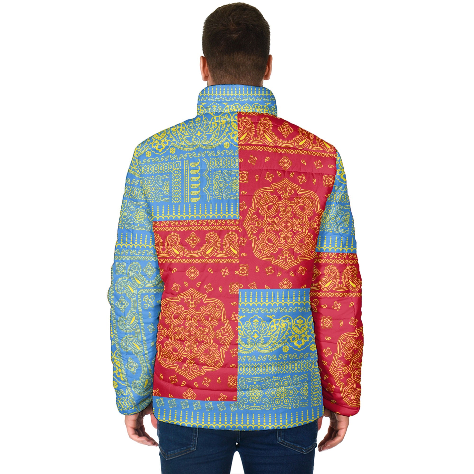 Aruba Men Padded Jacket Flag And Paisley Basic Style 2