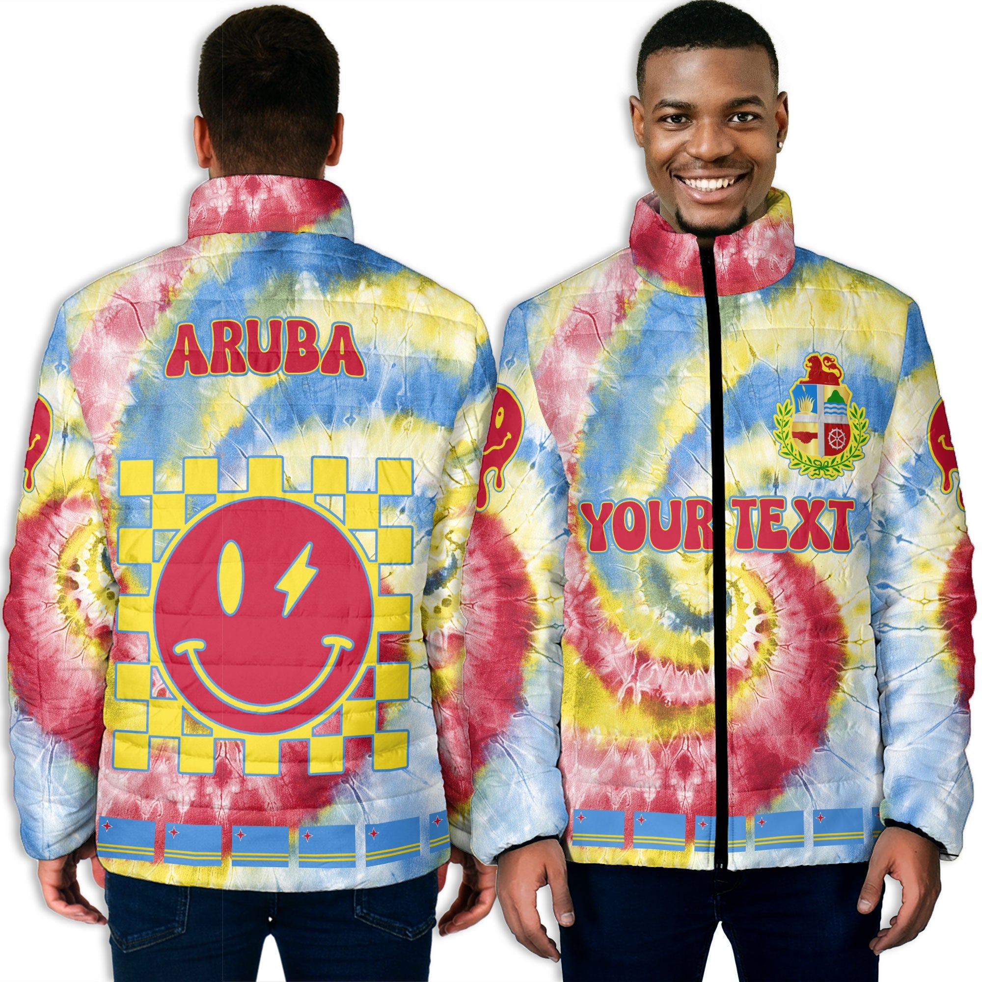 Aruba Men Padded Jacket Custom Tie Dye Style 3