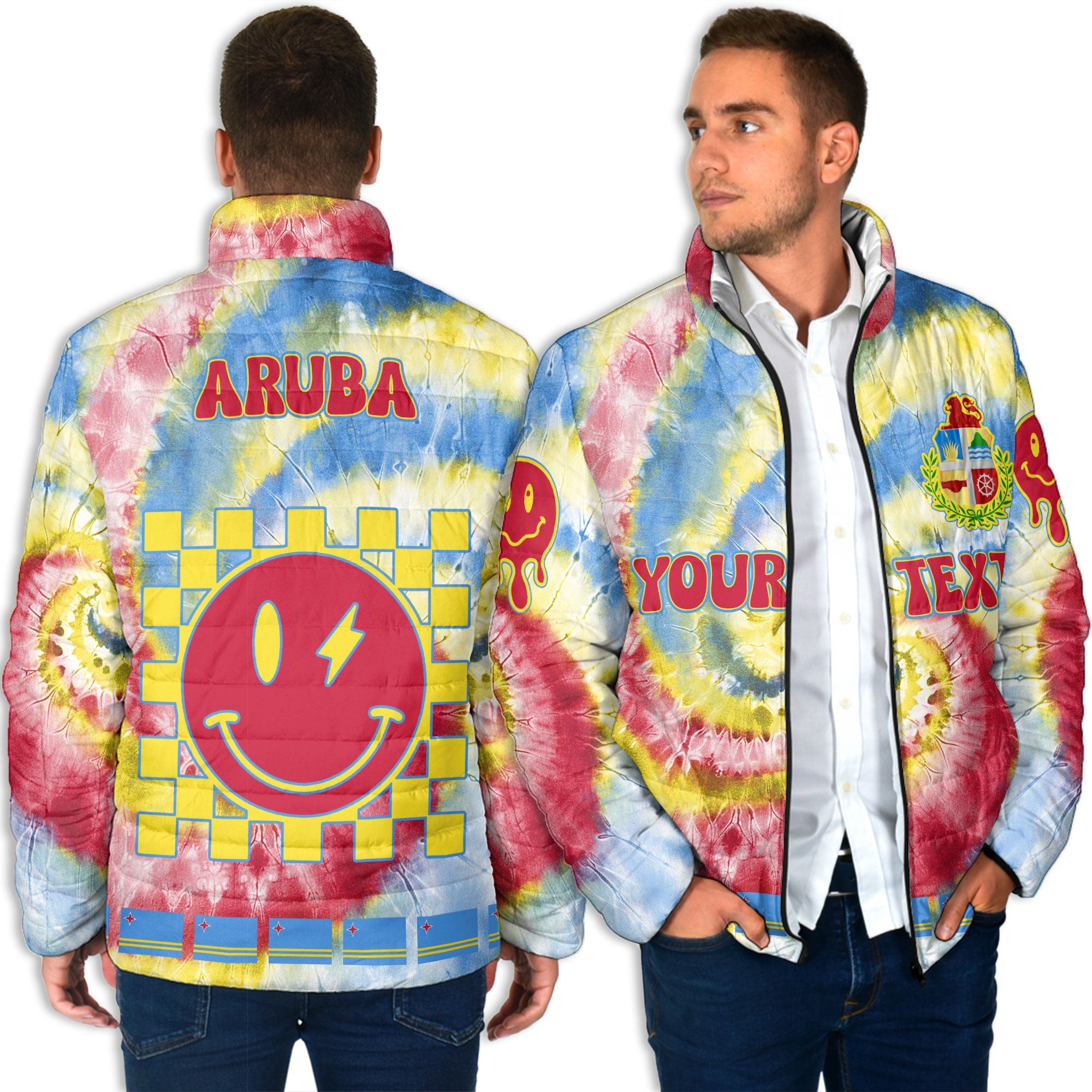 Aruba Men Padded Jacket Custom Tie Dye Style 4