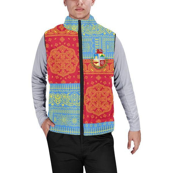 Aruba Men Padded Jacket Vest Flag And Paisley Basic Style 1