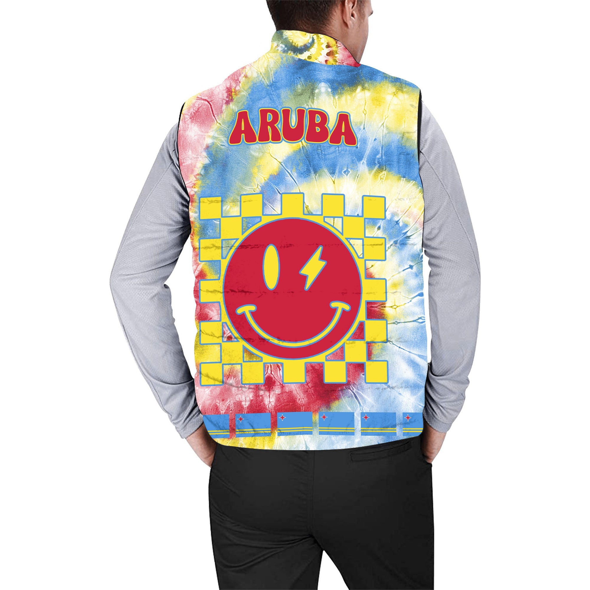 Aruba Men Padded Jacket Vest Custom Tie Dye Style 2