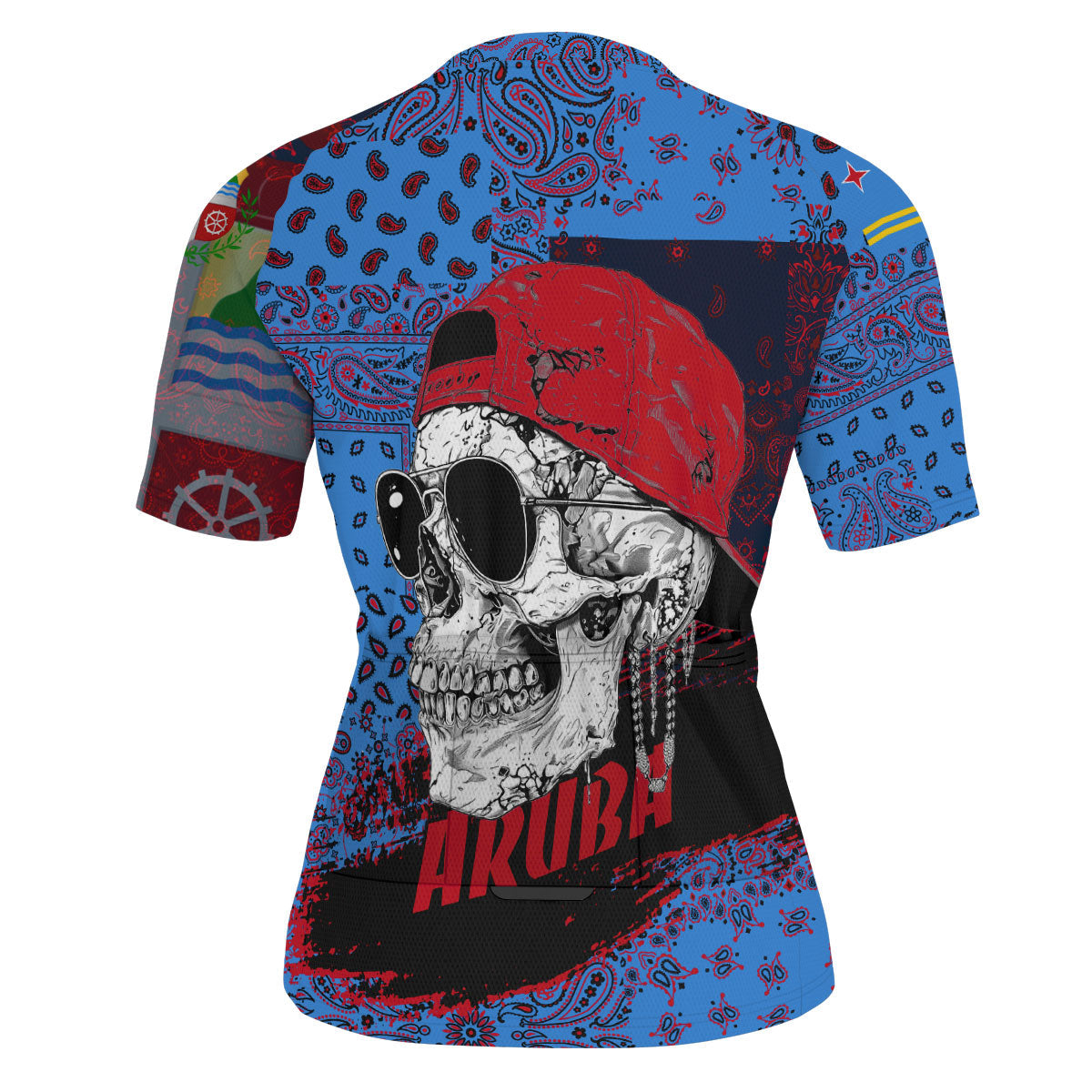 Aruba Men Cycling Jersey Paisley Flag And Skull Style 3