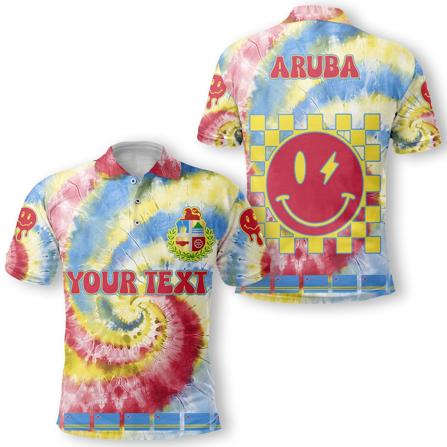 Aruba Polo Shirt Custom Tie Dye Style 1