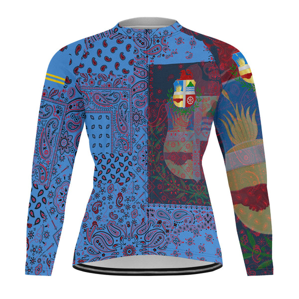 Aruba Raglan Men Cycling Jersey Long Sleeve Paisley Flag And Skull Style 1