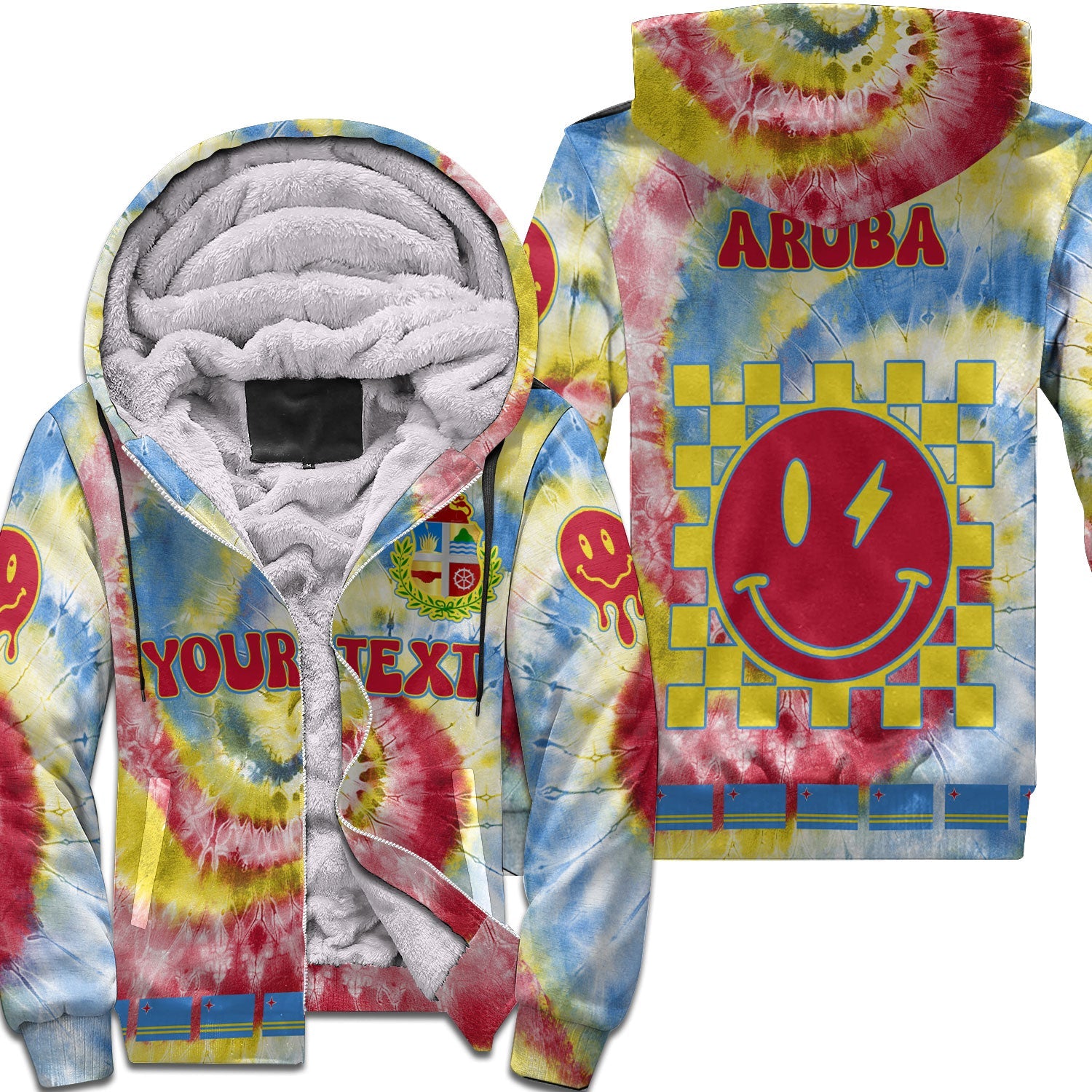 Aruba Sherpa Hoodie Custom Tie Dye Style 1