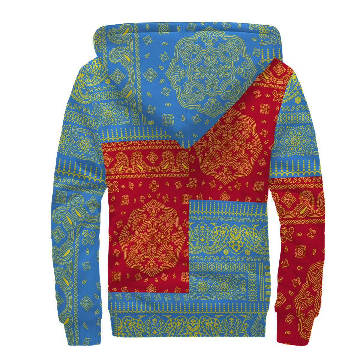 Aruba Sherpa Hoodie Flag And Paisley Basic Style 2