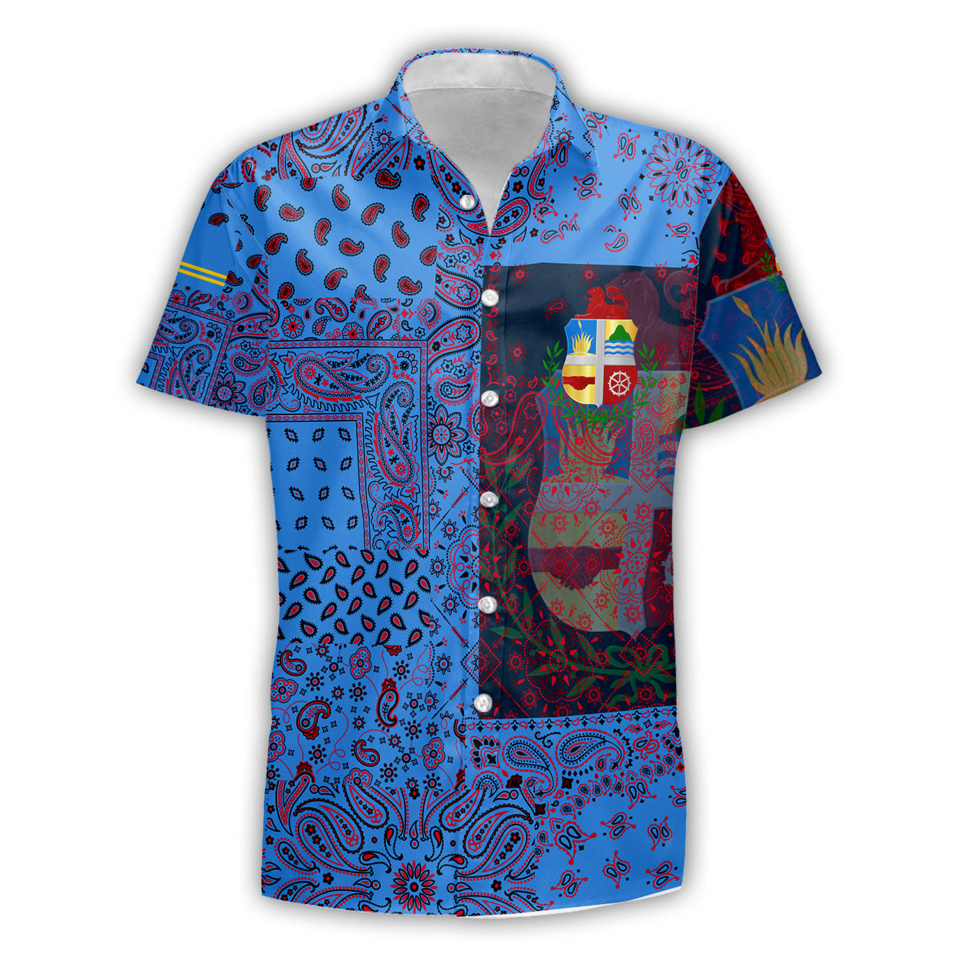 Aruba Short Sleeve Shirt Paisley Flag And Skull Style 1