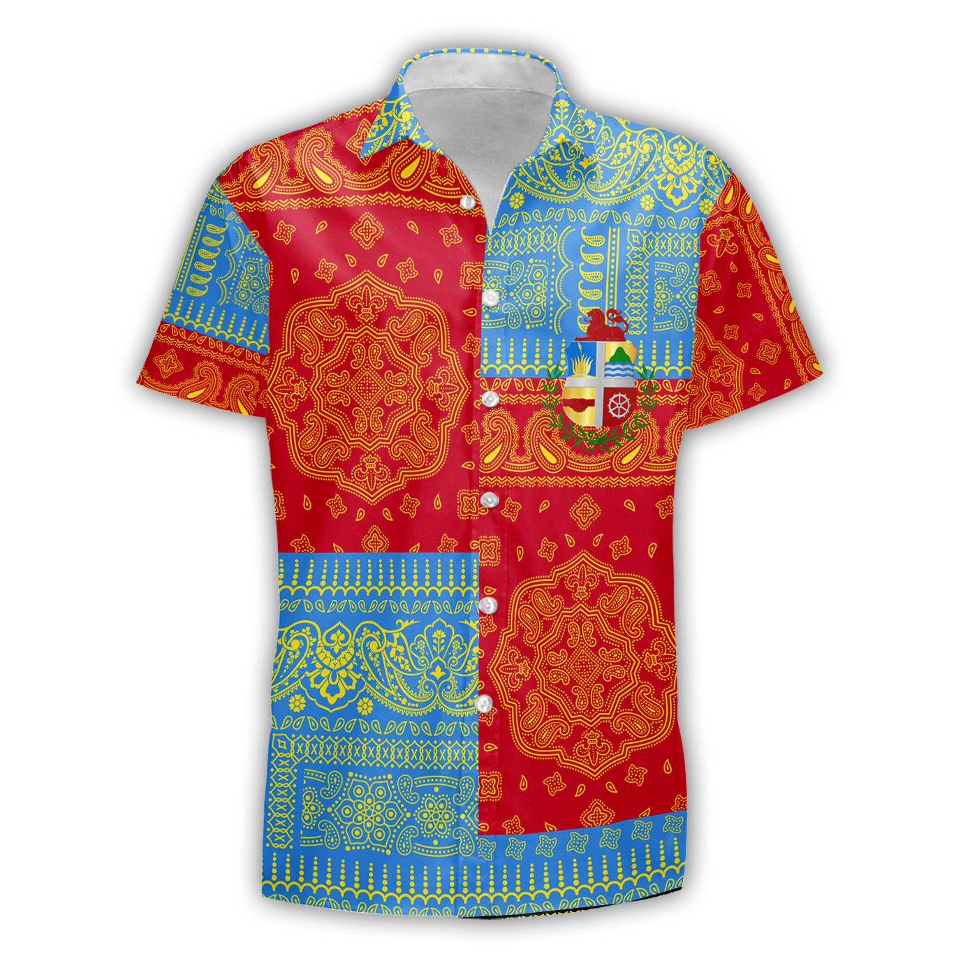 Aruba Short Sleeve Shirt Flag And Paisley Basic Style 2