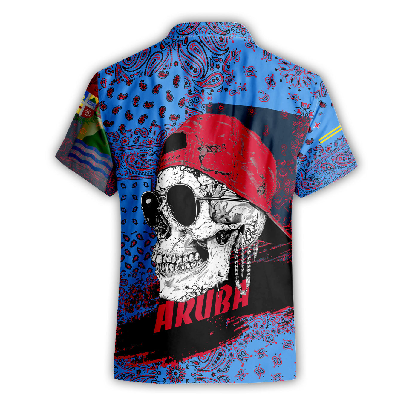 Aruba Short Sleeve Shirt Paisley Flag And Skull Style 2