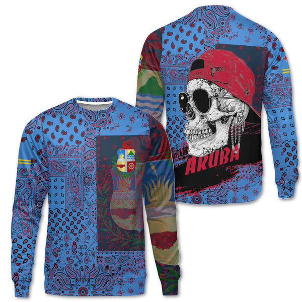 Aruba Sweatshirt Paisley Flag And Skull Style 1