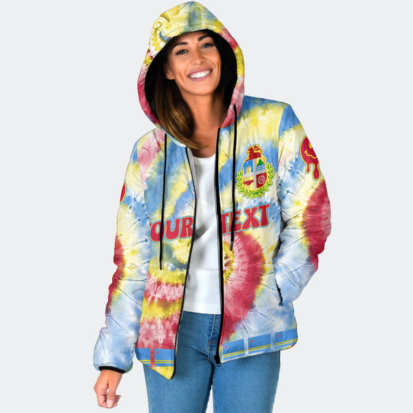 Aruba Women Hooded Padded Jacket Custom Tie Dye Style 1