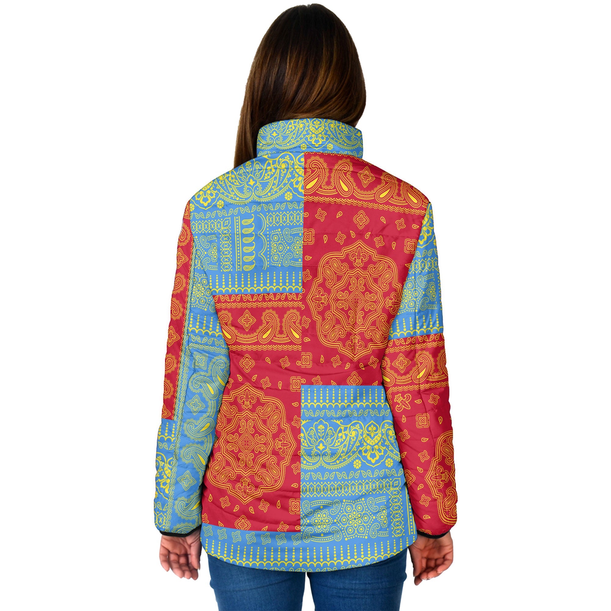 Aruba Women Padded Jacket Flag And Paisley Basic Style 2