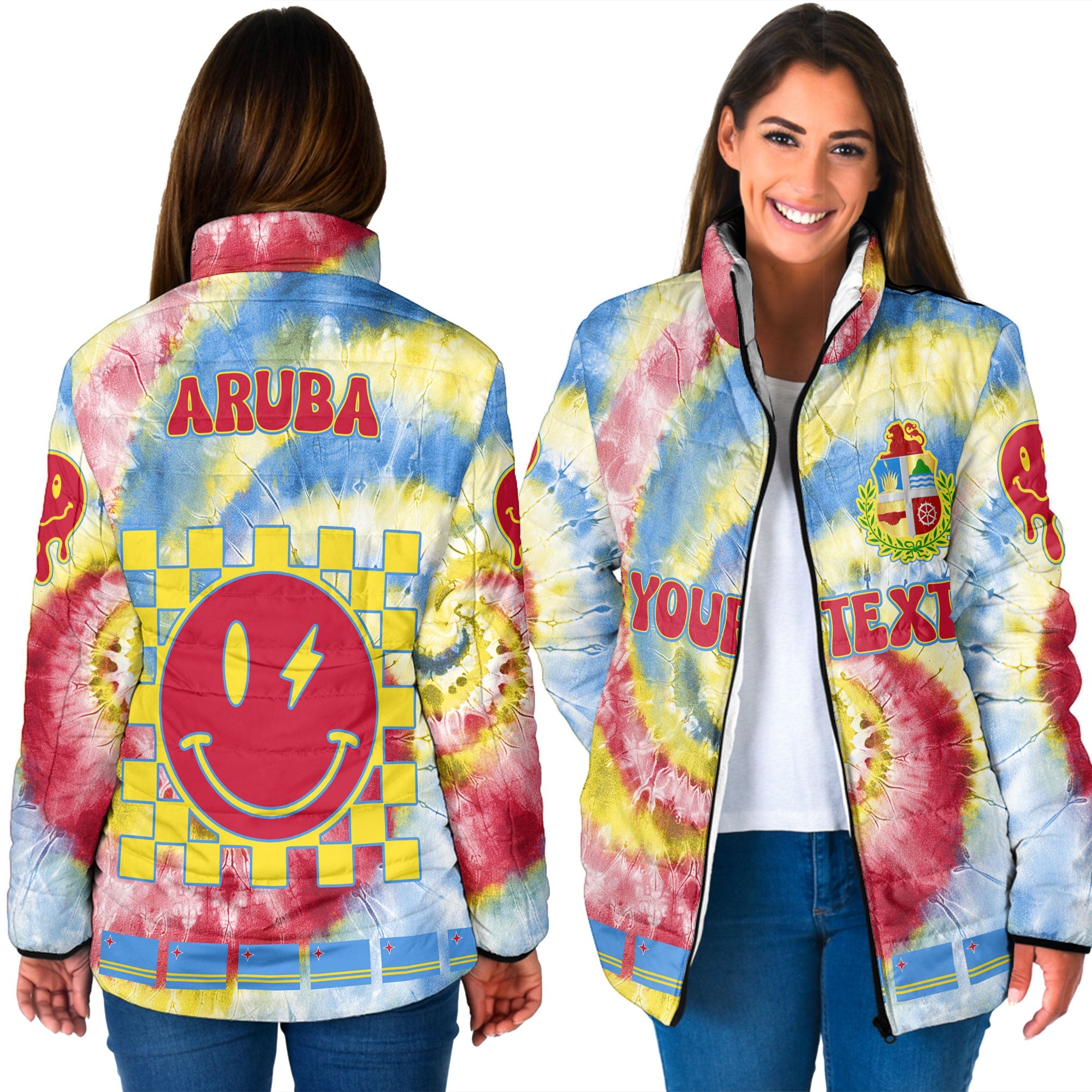 Aruba Women Padded Jacket Custom Tie Dye Style 3