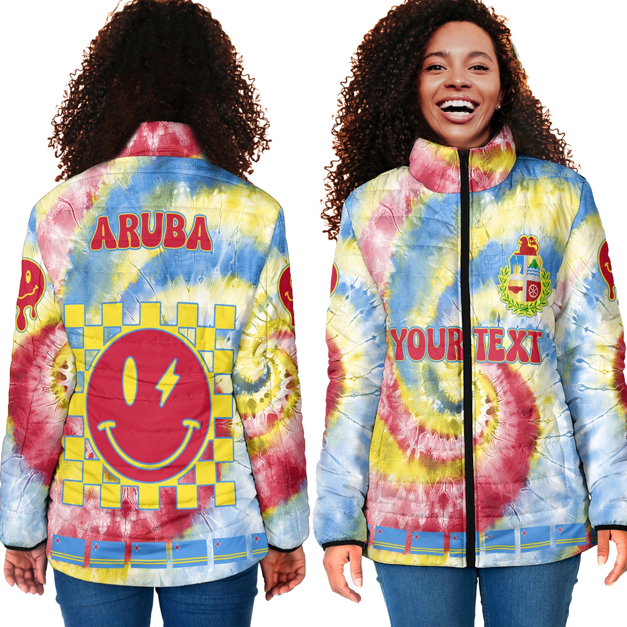 Aruba Women Padded Jacket Custom Tie Dye Style 4