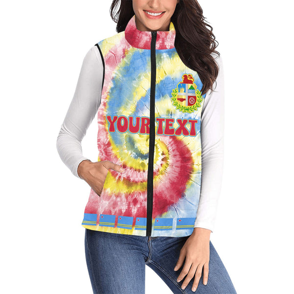 Aruba Women Padded Jacket Vest Custom Tie Dye Style 1