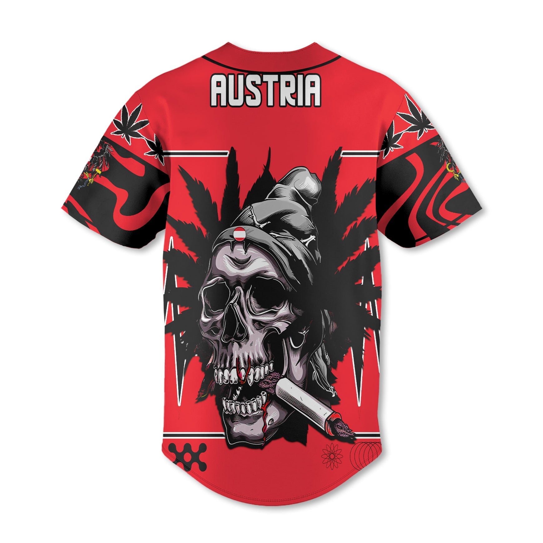 Austria Baseball Jersey Flag & Coat Of Arms Marijuanas Style