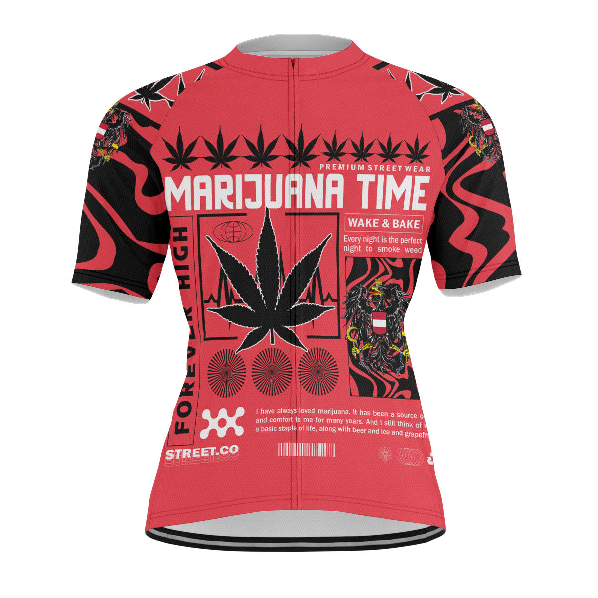 Austria Men's Cycling Jersey Flag & Coat Of Arms Marijuanas Style