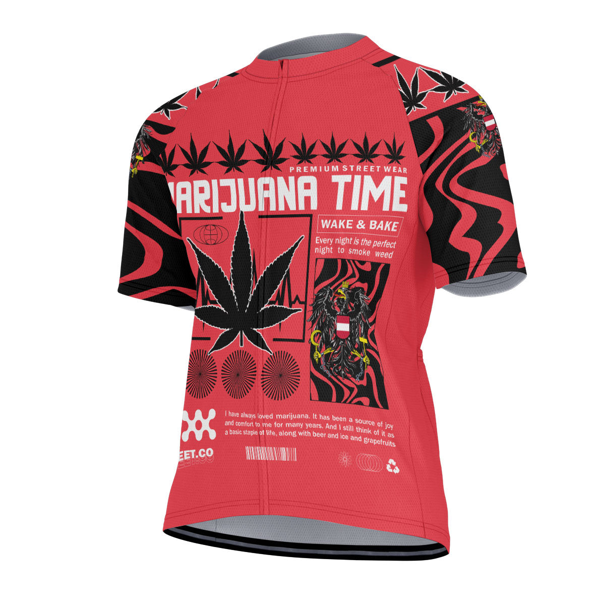 Austria Men's Cycling Jersey Flag & Coat Of Arms Marijuanas Style