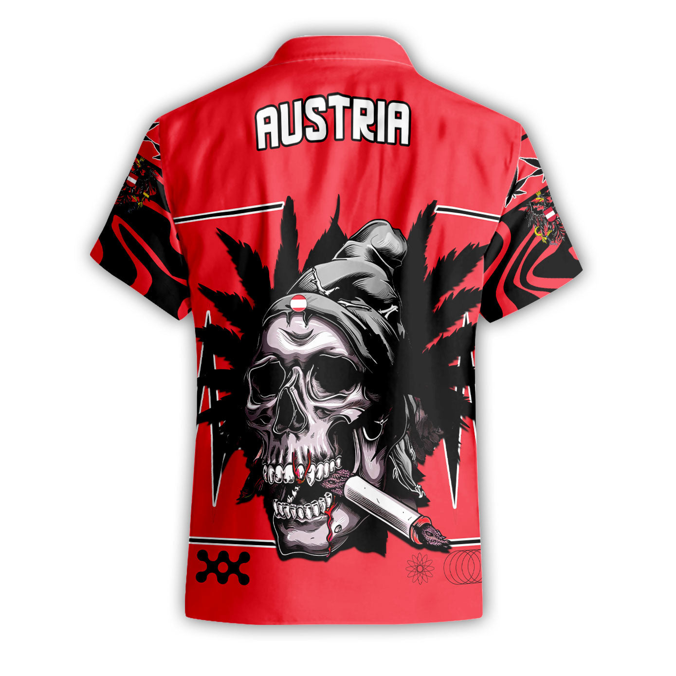 Austria Short Sleeve Shirt Flag & Coat Of Arms Marijuanas Style