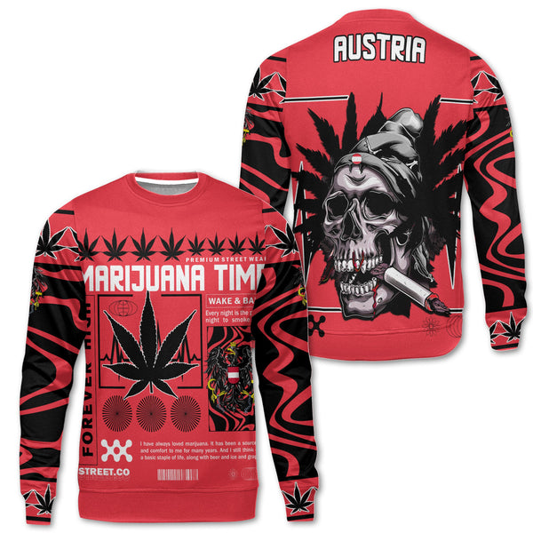 Austria Sweatshirt Flag & Coat Of Arms Marijuanas Style