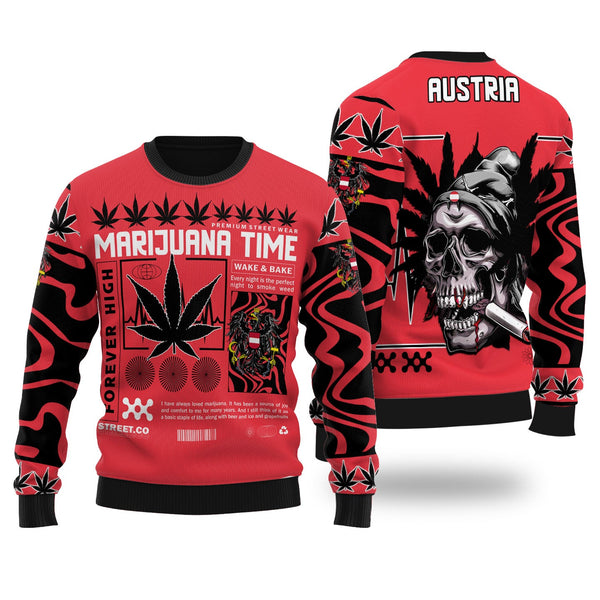 Austria Ugly Sweater Flag & Coat Of Arms Marijuanas Style