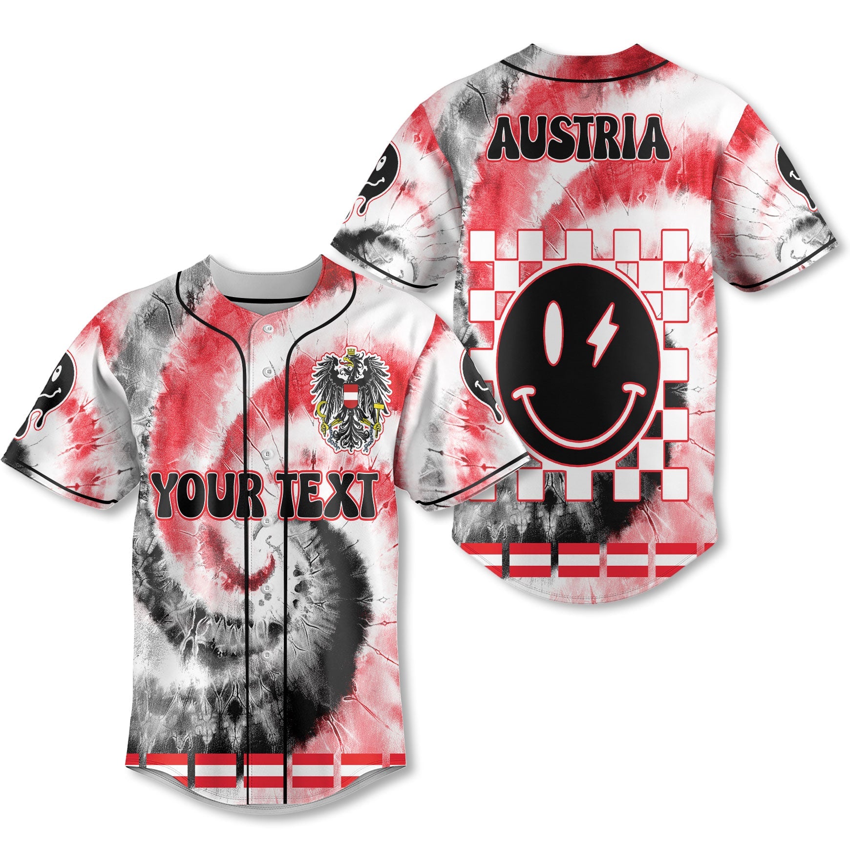 Austria Baseball Jersey Custom Tie Dye Style 1