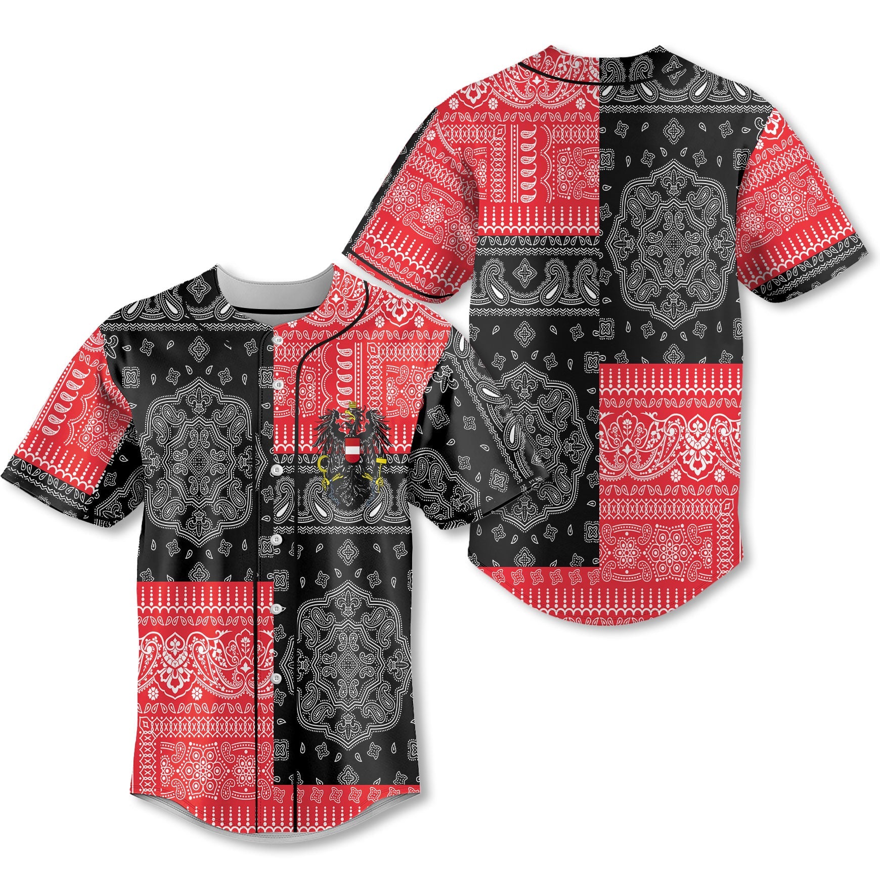 Austria Baseball Jersey Flag And Paisley Basic Style 1