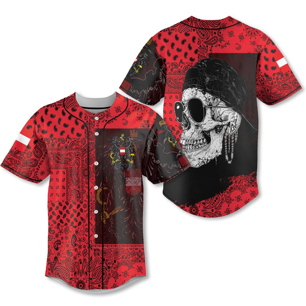 Austria Baseball Jersey Paisley Flag And Skull Style 1