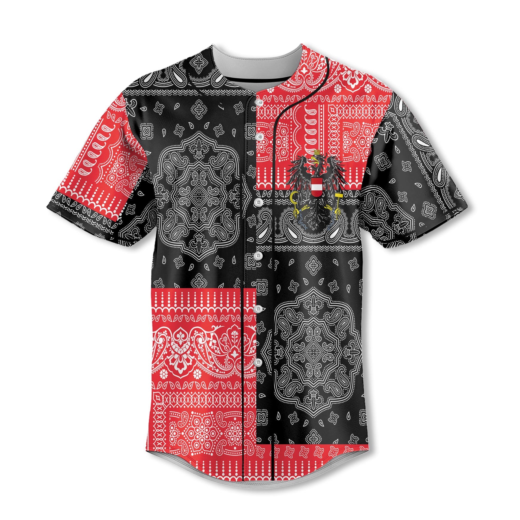 Austria Baseball Jersey Flag And Paisley Basic Style 2