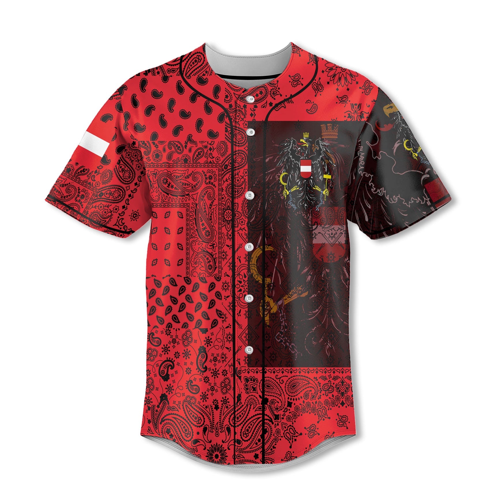 Austria Baseball Jersey Paisley Flag And Skull Style 2