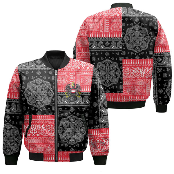 Austria Bomber Jacket Flag And Paisley Basic Style 1