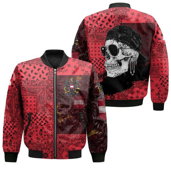 Austria Bomber Jacket Paisley Flag And Skull Style 1